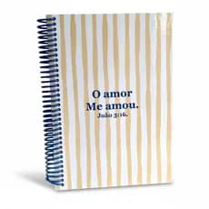 Caderno Capa Dura A5 Espiral Amarelo Listrado Anotações 80 a 100 Folhas