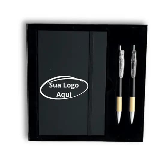Kit Executivo Personalizado 3 Peças Caderneta Caneta Esferográfica