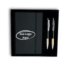 Kit Executivo Personalizado 3 Peças Caderneta Caneta Esferográfica