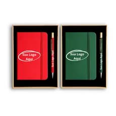 Kit Executivo Personalizado 2 Peças Caderneta Caneta Esferográfica