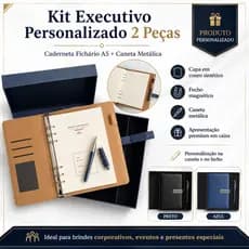 Kit 10 ou 20 Executivo 2 Peças Caneta Esfereográfica Caderneta Bloco Agendinha Personalizada