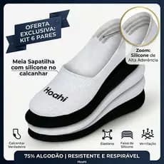 Kit Meia Sapatilha Invisível Hoahi C/ Silicone No Calcanhar Masculina Feminina Não Sai Do Pé Original 3 E 6 Pares