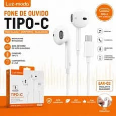 Fone de Ouvido Tipo-C e Lightning Luz-moda Com Microfone Para Android e iPhone Som Estéreo