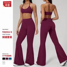 Sutiã à prova de choque Yoga Wear feminino terno de secagem rápida magro cintura alta pêssego Hip esportes Fitness calça