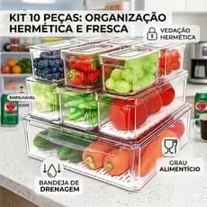 Marmita com divisórias Organizador de geladeira com cestos removíveis 10 C/ Escorredor livre de BPA