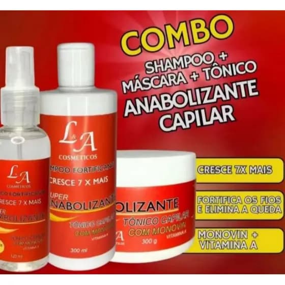 Kit Completo Cabelo Cresce Até 7x Mais Anabolizante Capilar Hidratação Fortificação