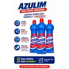 Kit 3 Azulim Multiuso Original 500ml Limpador Uso Diário Limpeza Completa