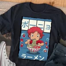 Camiseta Oversized Masculina Feminina T-shirt Algodão Unissex Camisa Ponyo: Uma Amizade Que Veio Do Mar rEGATA
