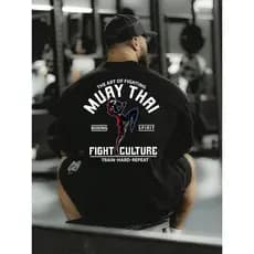 Camiseta Unissex Oversized Plus Size Feminina Masculina Camisa Estampada Muay Thai  Maromba Academia Treino Mma