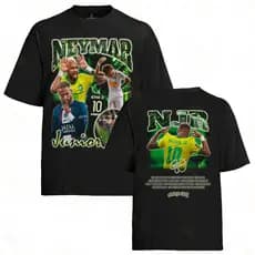 Camiseta Unissex Oversized Plus Size Feminina Masculina Unissex Neymar Camisa Ídolo Futebol 100% Algodão Camisa Estilo E