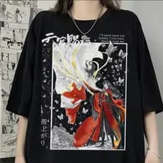 Camiseta De Algodão Preta Oversize Anime Tian Guan Ci Fu Heaven Official's Blessing Mo Dao No Zu Shi Unissex