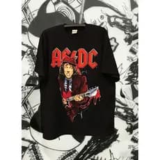 Camiseta Unissex Oversized Plus Size Feminina Masculina AC/DC Rock Clássico Algodão Concerto Show
