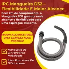 IPC Mangueira CASP0060 2M D32 Flexível Alta Resistência Compatível com Aspirador Ecoclean Soteco