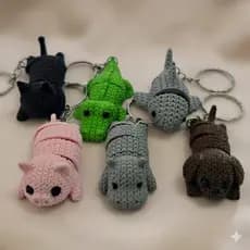 Chaveiro Animais Articulados 3D - Tubarão Gato Jacaré Porco - Para Mochila