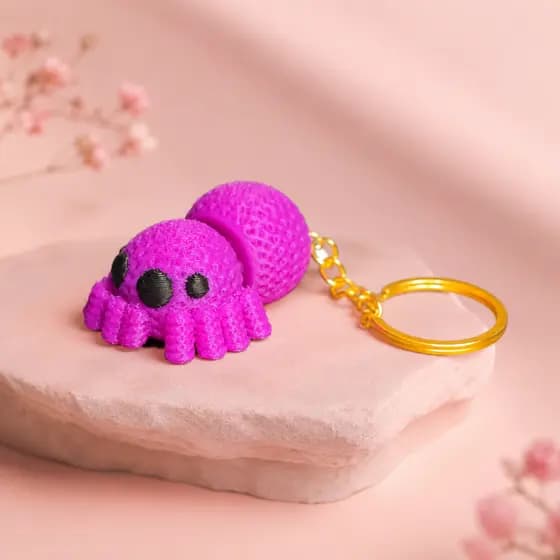 Chaveiro Aranha Articulada 3D Textura Crochê Bundinha que Mexe para Bolsa Mochila Presente Criativo