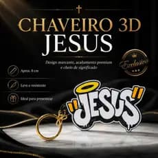 Chaveiro Jesus 3D Estilo Street Cristão | Presente Religioso Jovem Fé Igreja