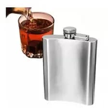Cantil De Bolso Inox Frasco Garrafa Whiskeira Whisky Bar Cor Prateado