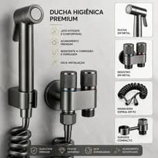 Ducha Higiênica De Banheiro Preto Prata Válvula Dupla Conjunto De Pulverizador De Bidé De Parede