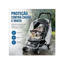 Capa Plástica Protetora De Chuva Universal Impermeável Para Carrinho De Bebê Transparente