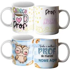 Kit 07 Canecas Personalizadas Dia Dos Professores Porcelana Café 325ml