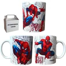 Caneca Personalizada Homem Aranha Porcelana Premium Café Chocolate 325ml Dia das Crianças