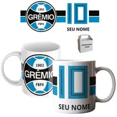 Caneca Personalizada Grêmio Tricolor Seu Nome Porcelana 325ml