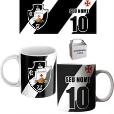 Caneca Personalizada Vasco Da Gama Seu Nome Porcelana 325ml