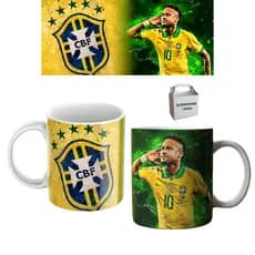 Caneca Copa Do Mundo Brasil Neymar Hexa Porcelana 325ml
