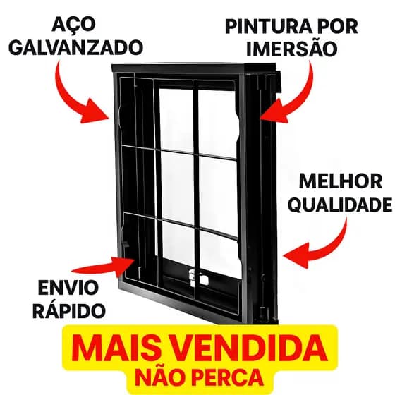 Vitrô de Banheiro 50x50 Aço Basculante com Grade Sem Vidro Alta Resistência e Durabilidade.