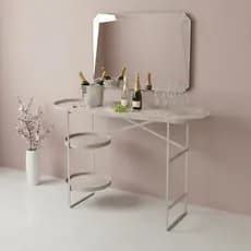 Aparador Multiuso Para Sala de Estar Luxo em Couro e Ferro 90cm Buffet Lateral Moderno