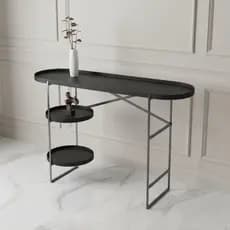 Aparador Multiuso Para Sala de Estar Em Couro Com Pés De Ferro Top 120cm Lateral luxo Top