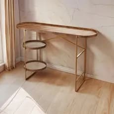 Aparador Multiuso Para Sala de Estar 120cm com Pés de Ferro Carrinho de Bebidas, Buffet Lateral Luxo e Design Moderno
