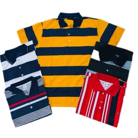 Kit Camisa Gola Polo Masculina Listrada Sem Bolso Estilo Casual Cores Variadas