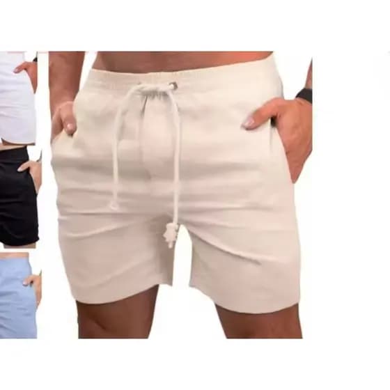 Kit 02 Shorts Linho Maurícinho Masculino Bermuda Premium Casual Leve Slim Praia