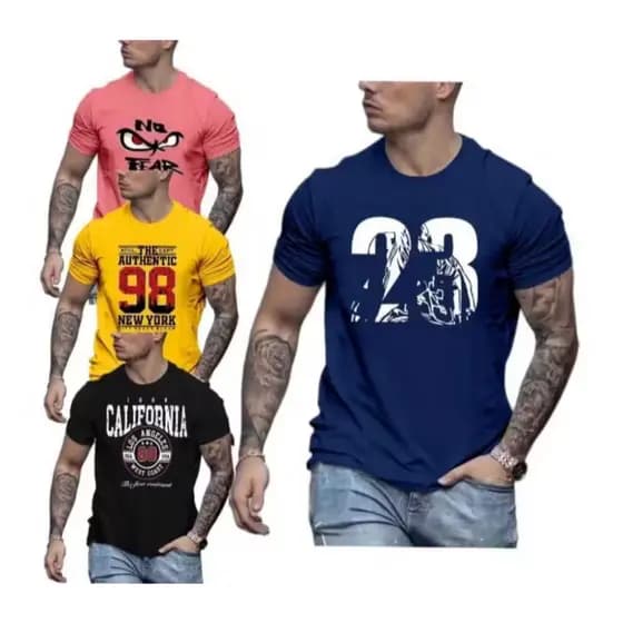 Kit Camiseta Masculina 100% Algodão , Kit Camisetas Estampada Estilo e Conforto Moda Casual