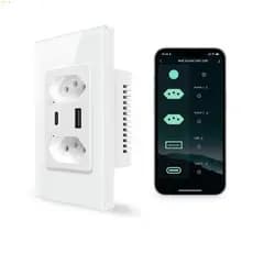 Tomada Dupla Inteligente Wi-Fi - 10A USB-C Alexa SmartLife Controle Remoto via APP Voz