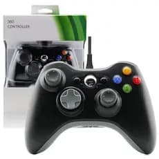 Controle com Fio USB para Xbox 360 e PC – Console Preto