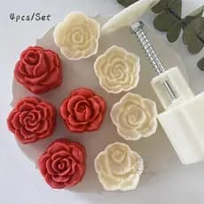 4 Pçs/Set Flor Molde De Pastelaria De Cerejeira Rosa Padrão Mão Pressionando Êmbolo Ferramenta