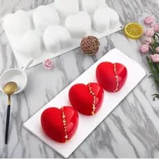 Molde Silicone 8 Cavidades Coração, Chocolate Mousse Sorvete Geléia Sobremesa
