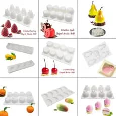 Moldes De Bolo De Silicone Frutas Mousse Laranja Maçã Pêra Mangas Morango Pinha Forma Molde Sobremesa Ferramentas De Dec
