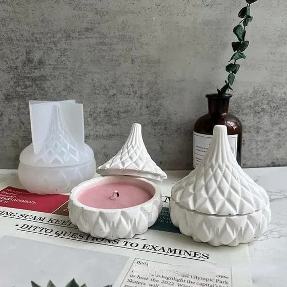 DIY Artesanal Gesso Vela Copo Molde Resina Caixa De Armazenamento De Concreto Fazendo De Silicone Forma Gota Presente Pl