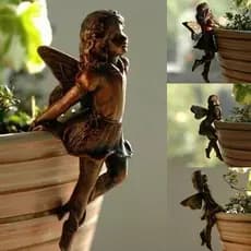 Novo Anjo Menina Pendurado Copo Resina Decoração Combinação De Fadas Cesta De Flores Borda Jardim Design Vaso Huggers