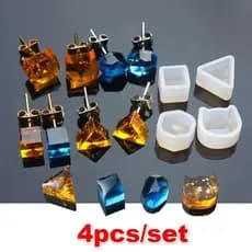 4 Pçs/set DIY Silicone Brinco Orelha Parafuso Prisioneiro Molde Fazendo Jóias Resina Fundição Artesanato Ferramenta Conf