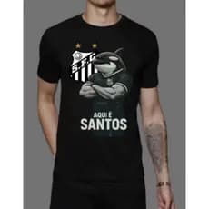 Camiseta Unissex Time Santos Personalizada Esportes AQUI É SANTOS - 100% Algodão