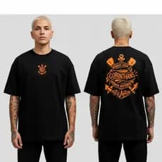 Camisa Oversized Camiseta Corinthians Masculina Minha Vida,  blusa Minha História, Meu Amor preta ou branca
