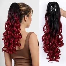 Feminino longo grampo de cabelo falso rabo de cavalo Natural longo encaracolado cabelo alto rabo de cavalo realista fofo