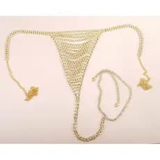 Calcinhas de biquíni com strass estilo moda europeia e americana com corrente de cintura de strass estilo rainha da disc