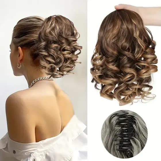 Peruca Grab Clip curto rabo de cavalo romano encaracolado parece temperamento acessórios de estilo de baile