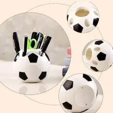 Porta-canetas de plástico, porta-canetas em formato de bola de futebol, porta-canetas multifuncional para estudantes, po