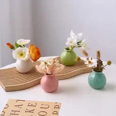 Mini vaso criativo para arranjos florais, ornamento de cerâmica retro japonesa de alta qualidade, flores artificiais, fl